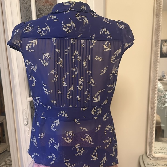 Odille muget lily of the valley silk chiffon top Anthropologie - Picture 4 of 7